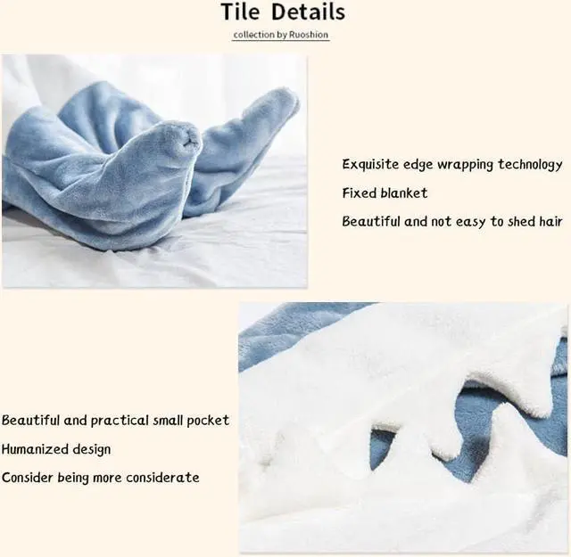 Alt view image 5 of 5 - Shark Blanket Adult, Shark Blanket Super Soft Cozy Flannel Hoodie, Shark Blanket Hoodie,Shark Wearable Blanket, Shark Blanket Hoodie Sleeping Bag - XXL (82.6x35.4 inches)