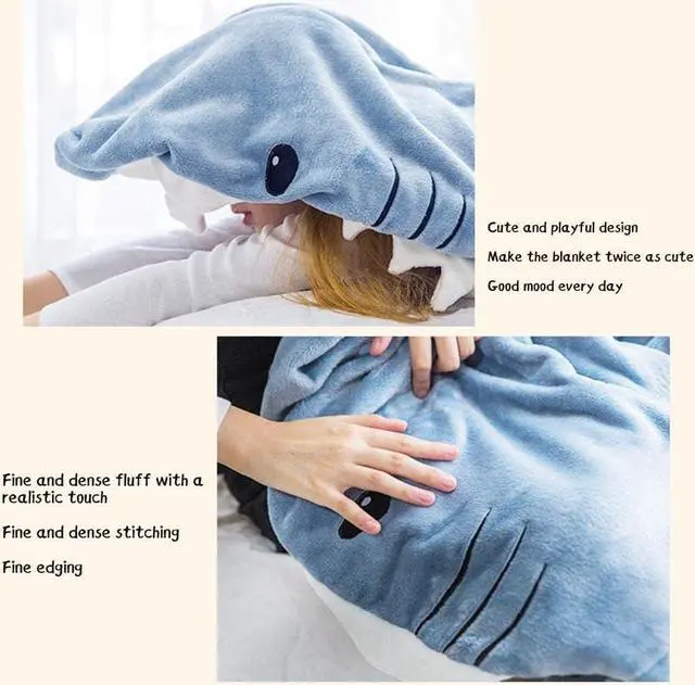 Alt view image 4 of 5 - Shark Blanket Adult, Shark Blanket Super Soft Cozy Flannel Hoodie, Shark Blanket Hoodie,Shark Wearable Blanket, Shark Blanket Hoodie Sleeping Bag - XXL (82.6x35.4 inches)