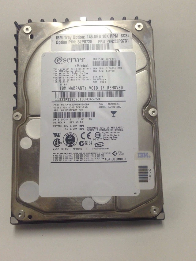 Main image of IBM 32P0731 146GB 10K 3.5" SCSI HDD Enterprise Server Hard Drive Ultra320