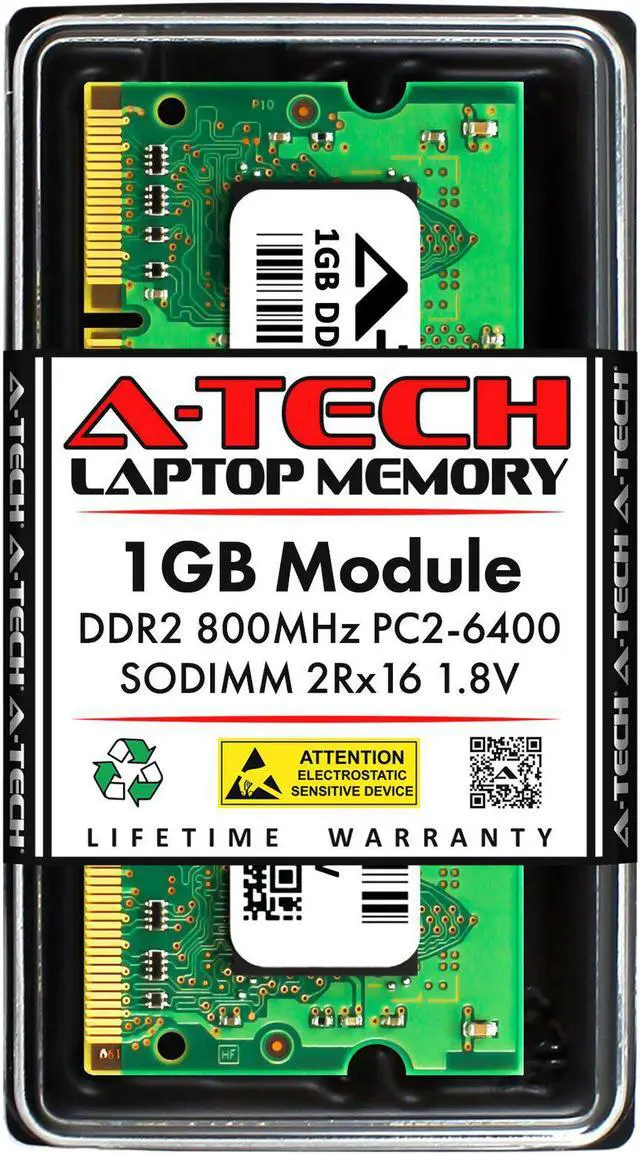 Main image of 1GB DDR2 PC2-6400 SODIMM Replacement for Micron MT8HTF12864HDZ-800H1 Memory RAM