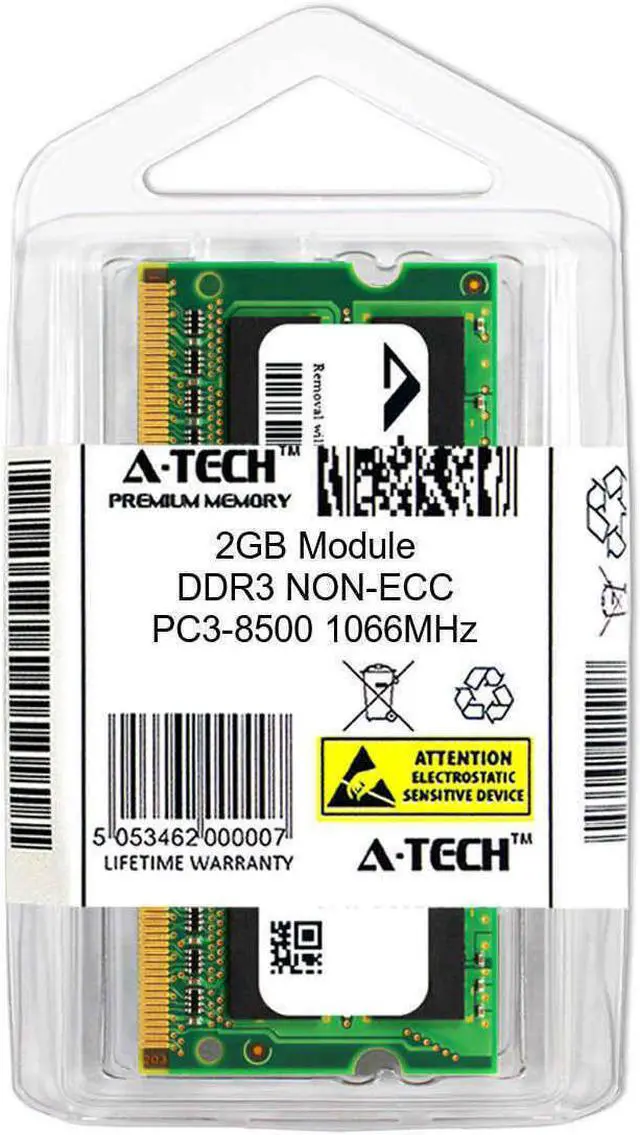 Alt view image 2 of 2 - 2GB DDR3 PC3-8500 SODIMM Replacement for Crucial CT25664BC1067.M16FG Memory RAM