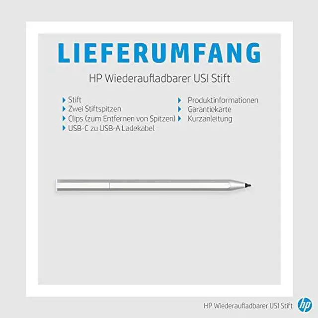 Alt view image 5 of 6 - Hp Rechargeable Universal Active Stylus Pen, 1.6Mm Fine Tip, Usi Certified For Touchscreen Tablets & Chromebooks  2 Pen Tips Included (8Nn78aa)