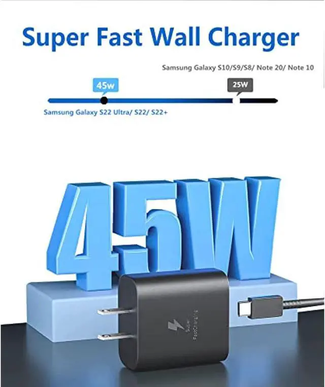 Alt view image 3 of 7 - Super Fast Charger,45W Usb C Wall Charger Fast Charing For Samsung Galaxy S22/S22+/S22 Ultra/Note 10+/S21/S20/Note 20, Z Fold 3, Tab S7/S7+/Z Flip,With 5Ft C Charger Fast Charging Cable