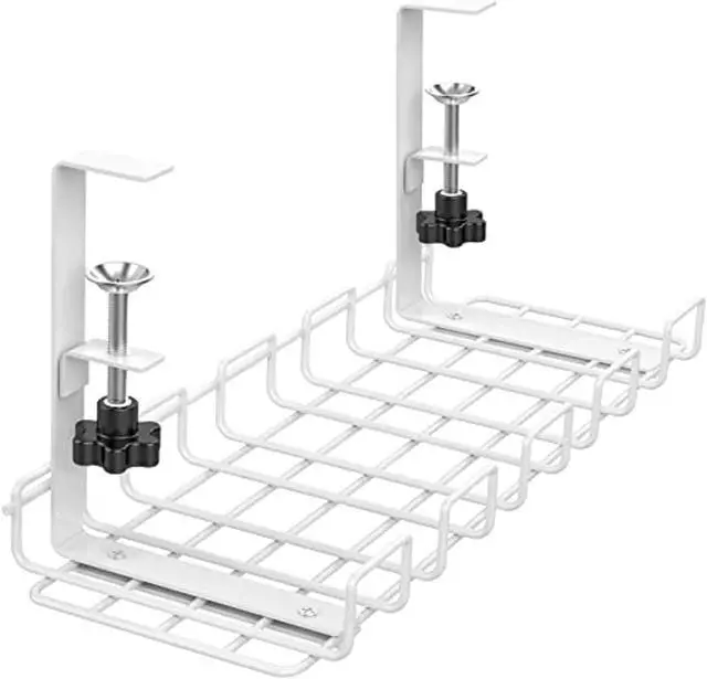 Main image of Cable Management Under Desk Tray,Under Desk Cable Organizers For Wire Management.15.75" Under Desk Cord Organizer With Clamp Mount System For Wire Management(White Cable Try -L15.75 X W6.3 X H7.09)