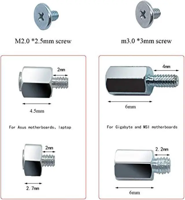 Alt view image 3 of 7 - Pcie Nvme M.2 Ssd Mounting Screws Kit For Asus Gigabyte Asrock Msi Motherboards, 30Pcs