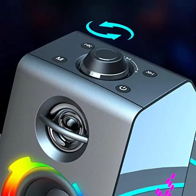 Alt view image 4 of 7 - Computer Speakers,Desktop Dynamic Rgb Pc Gaming Speaker With Wireless Bluetooth 5.0 For Laptop Pc Monitor Stereo 2.0 Hifi Sound Rich Bass Crisp Treble Clear Transparent Windows Usb/Tf Aux Dc12v3a