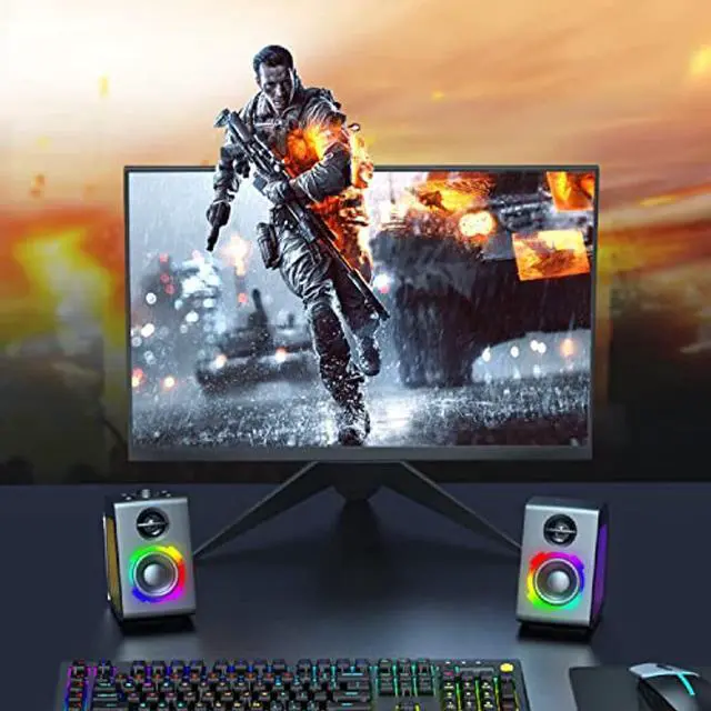 Alt view image 2 of 7 - Computer Speakers,Desktop Dynamic Rgb Pc Gaming Speaker With Wireless Bluetooth 5.0 For Laptop Pc Monitor Stereo 2.0 Hifi Sound Rich Bass Crisp Treble Clear Transparent Windows Usb/Tf Aux Dc12v3a