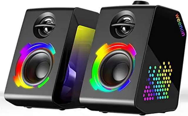 Main image of Computer Speakers,Desktop Dynamic Rgb Pc Gaming Speaker With Wireless Bluetooth 5.0 For Laptop Pc Monitor Stereo 2.0 Hifi Sound Rich Bass Crisp Treble Clear Transparent Windows Usb/Tf Aux Dc12v3a