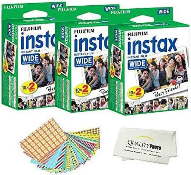 Alt view image 3 of 3 - Fujifilm INSTAX Wide Instant Film 6 Pack - 60 SHEETS - (White) For Fujifilm Instax Wide Cameras + Frame Stickers and Microfiber Cloth Accessories