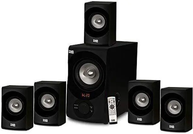 Alt view image 9 of 16 - Acoustic Audio by Goldwood AA5171 5.1 Surround Sound Bluetooth Home Entertainment System (6 Speakers, 5.1 Channels, Black with Silver)