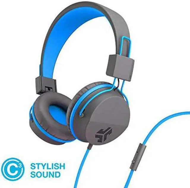 Alt view image 7 of 8 - JLAB Gray/Blue NEONHP-GRYBLU-BOX Neon On Ear Headphones with Universal Mic