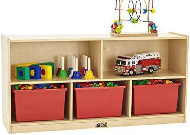 Alt view image 3 of 3 - ecr4kids birch 5section school classroom storage cabinet with casters, commercial or personal storage, kids storage organizer shelf, friendly design, certified and safe, 24 high, natural