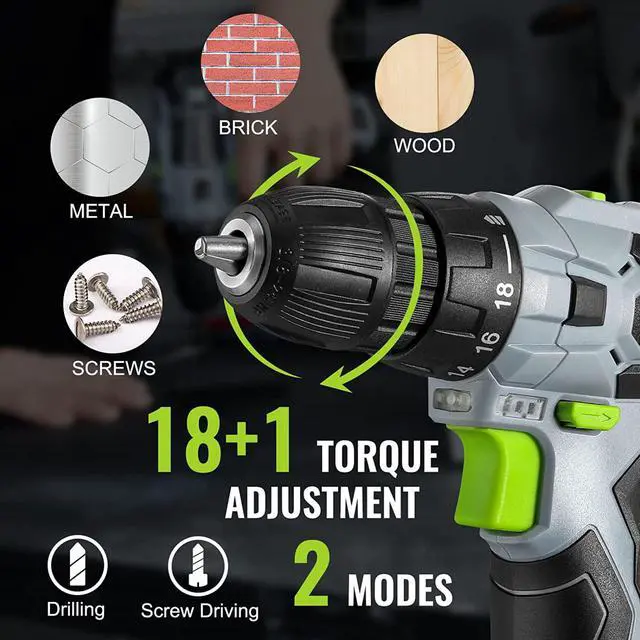 Alt view image 4 of 7 - 12V Cordless Drill Driver and Home Tool Kit, 61-Piece Hand Tool Set for DIY, Home Maintenance, 14-inch Storage Bag Included