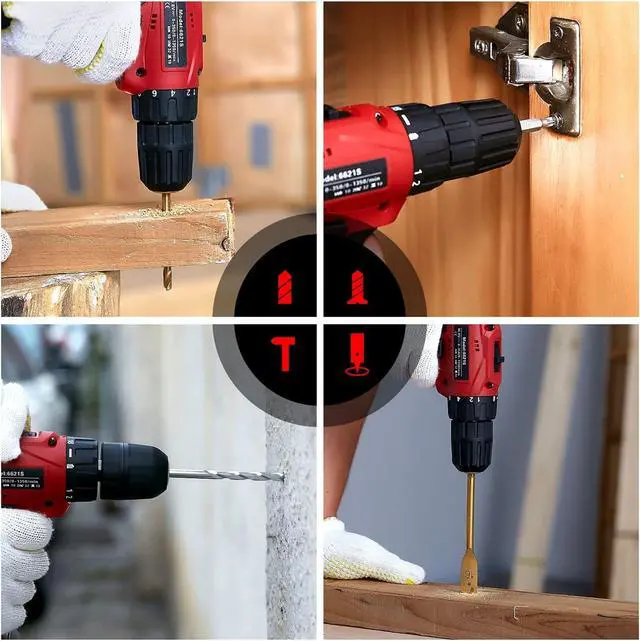 Alt view image 6 of 7 - Tool Set with Drill, 108Pcs Cordless Drill Household Power Tools Set with 16.8V Lithium Driver Claw Hammer Wrenches Pliers DIY Accessories Tool Kit