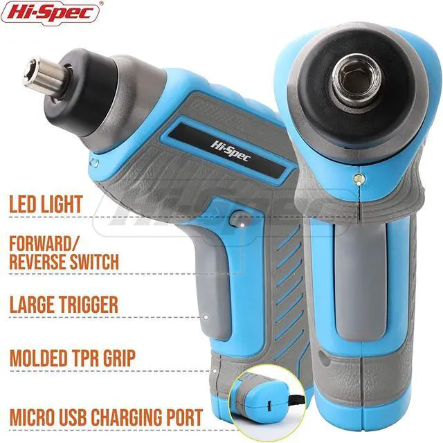 Alt view image 3 of 7 - Electric Cordless Tool Set, 35pc Small Essential Blue 3.6V USB Power Screwdriver & Hand Tool Kit For The Home