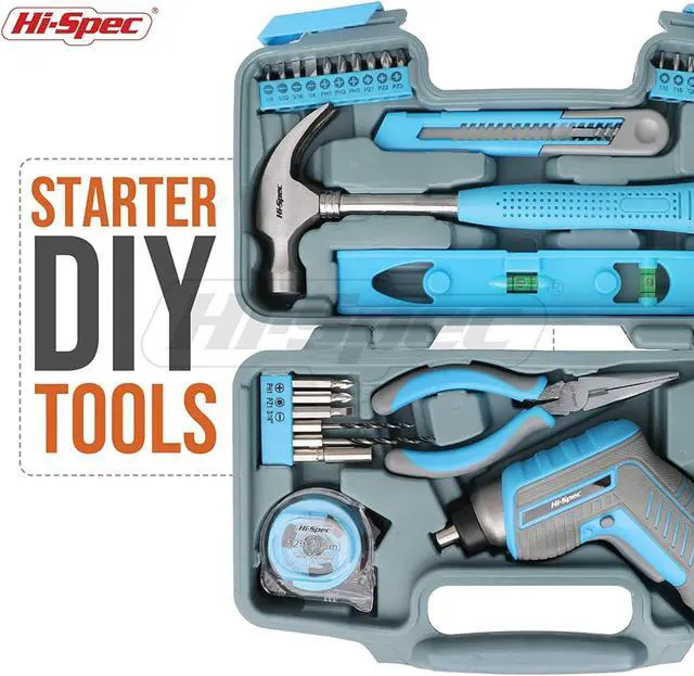 Alt view image 4 of 7 - Electric Cordless Tool Set, 35pc Small Essential Blue 3.6V USB Power Screwdriver & Hand Tool Kit For The Home