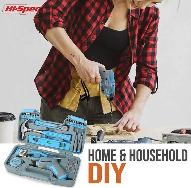 Alt view image 6 of 7 - Electric Cordless Tool Set, 35pc Small Essential Blue 3.6V USB Power Screwdriver & Hand Tool Kit For The Home