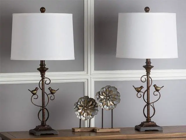 Alt view image 2 of 7 - Rustic Farmhouse Oil-Rubbed Bronze 28-inch Bedroom Living Room Home Office Desk Nightstand Table Lamp Set of 2 (LED Bulbs Included)