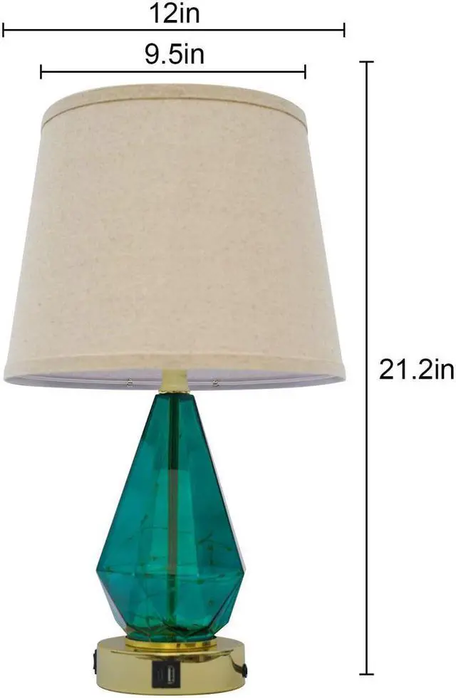 Alt view image 3 of 7 - 21 Inch Modern Glass Table Lamp Set of 2 ,Bedside Lamp with PD 20W USB Charger and AC Outlet, 3 Way Dimmable Touch Nightstand Lamp with LED Fairy Lights for Bedroom Living Room
