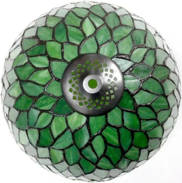 Alt view image 7 of 7 - Tiffany Style Bedside Lamp Green Wisteria Stained Glass Nightstand Reading Desk Light 18 Inches Decor Bedroom Living Room Home Office (LED Bulb Included)