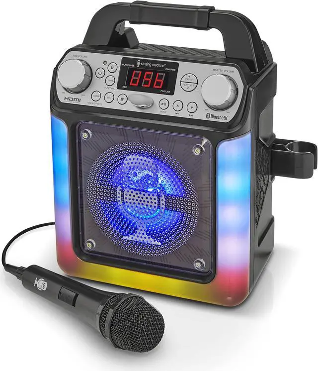 Alt view image 6 of 7 - Mini portable karaoke system with Bluetooth and voice changing effect.