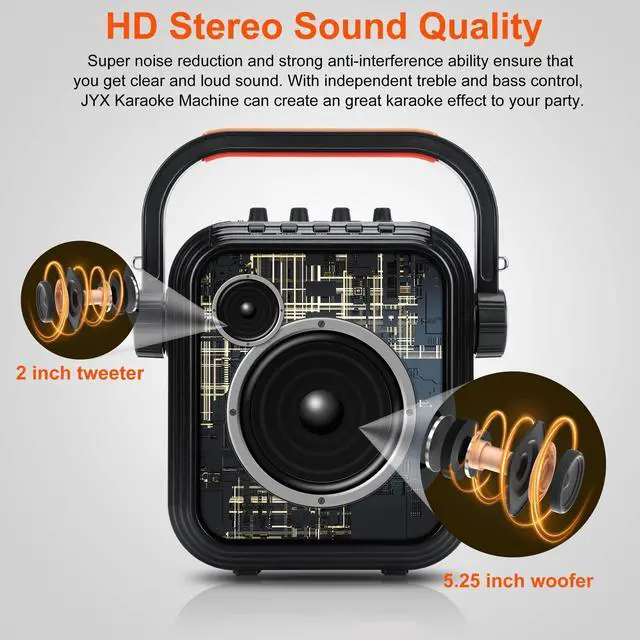 Alt view image 4 of 7 - Karaoke Machine with 2 UHF Wireless Microphones,5200mAh Portable Microphone Speaker Set Bluetooth 5.0