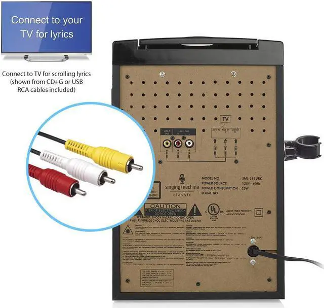 Alt view image 4 of 7 - Bluetooth karaoke system with LED disco light, CD+G, USB and microphone, karaoke machine for children and adults.