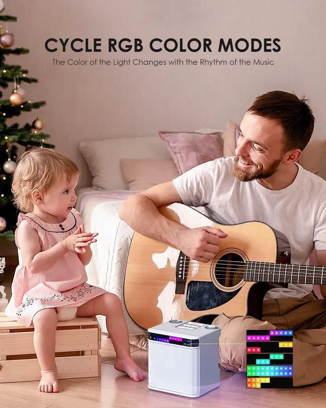 Alt view image 2 of 7 - Karaoke machine for adults/children, with 2 wireless microphones, portable Bluetooth Karapa speaker system, LED lamp, TF/USB/AUX support, singing machine for parties.