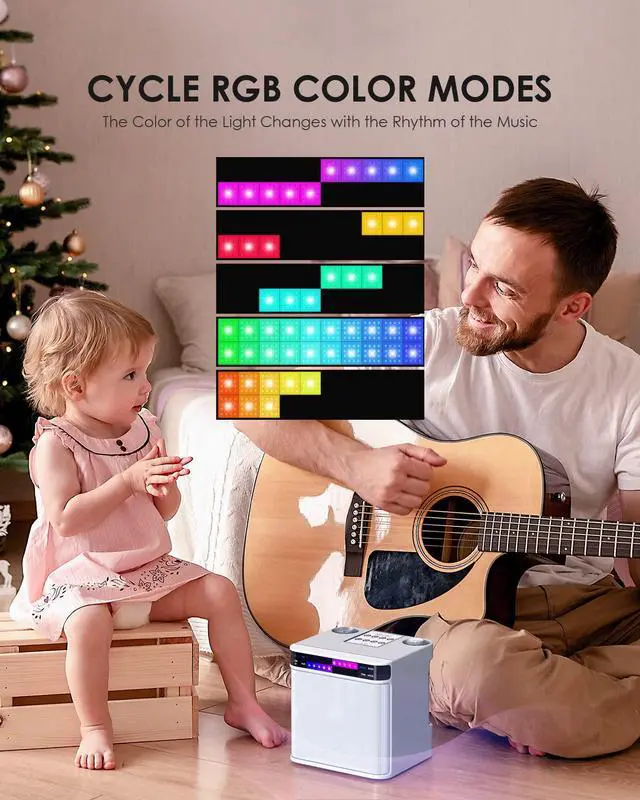 Alt view image 7 of 7 - Karaoke machine for adults/children, with 2 wireless microphones, portable Bluetooth Karapa speaker system, LED lamp, TF/USB/AUX support, singing machine for parties.