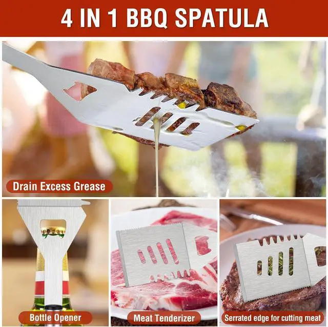 Alt view image 2 of 7 - Stainless steel barbecue tool set, suitable for camping, tail party for men and women on Father's Day.