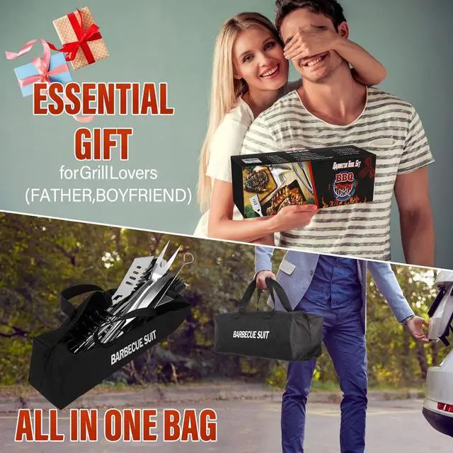 Alt view image 7 of 7 - Stainless steel barbecue tool set, suitable for camping, tail party for men and women on Father's Day.