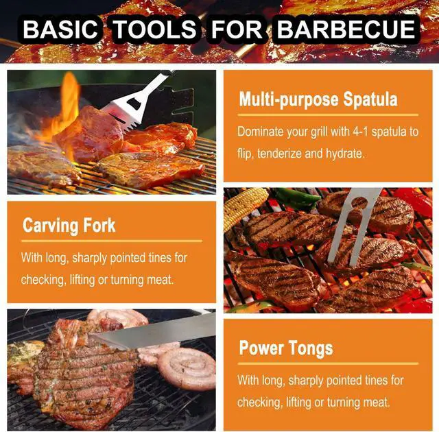 Alt view image 4 of 7 - Stainless steel barbecue tool set, suitable for camping, tail party for men and women on Father's Day.