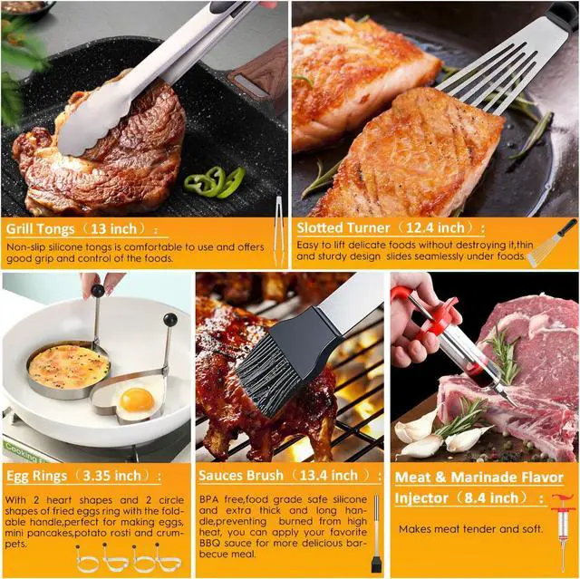 Alt view image 4 of 6 - Stainless steel barbecue tool set, suitable for camping, tail party for men and women on Father's Day.