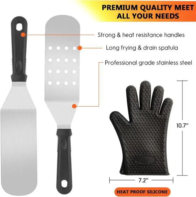 Alt view image 3 of 7 - Stainless steel barbecue tool set, suitable for camping, tail party for men and women on Father's Day.