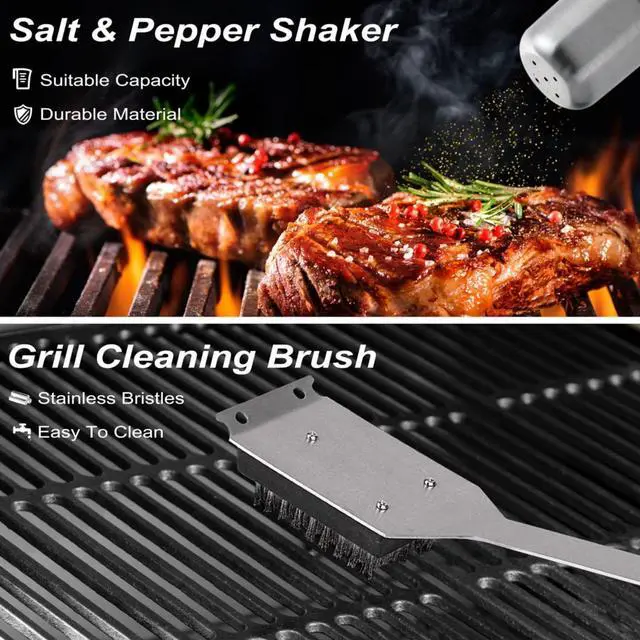 Alt view image 6 of 7 - Stainless steel barbecue tool set, suitable for camping, tail party for men and women on Father's Day.