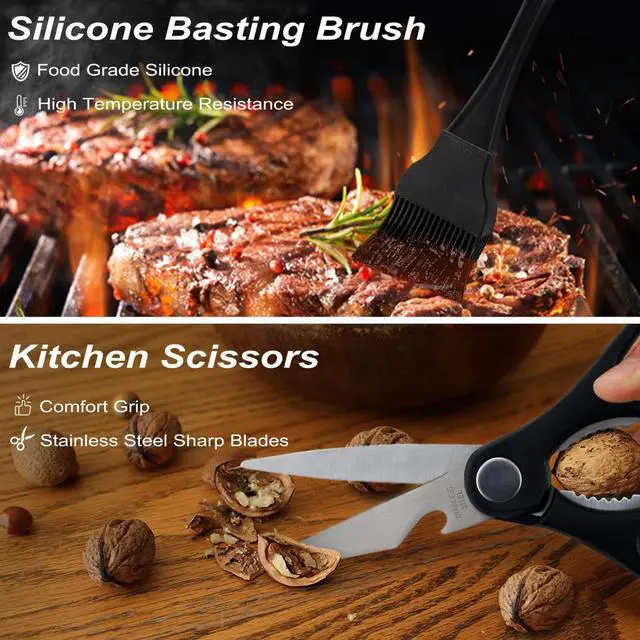 Alt view image 5 of 7 - Stainless steel barbecue tool set, suitable for camping, tail party for men and women on Father's Day.