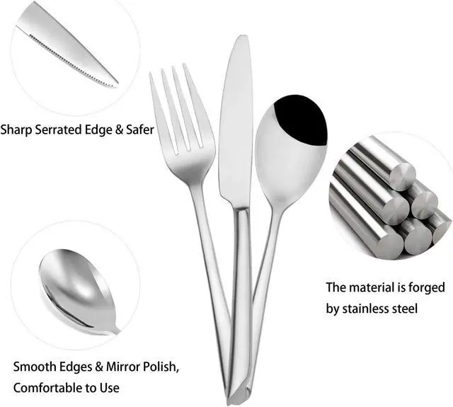 Alt view image 3 of 5 - 30-Piece Stainless Steel Flatware Set, Kitchen Utensil Set Service for 6, Tableware Cutlery Set for Home and Restaurant, Dishwasher Safe