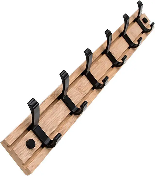 Main image of Wenger 6 movable hooks Heavy clothing hat rack made of bamboo (19.6in inches)