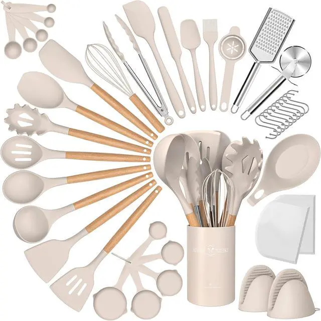 Main image of Wenger  43Pcs non-stick heat-resistant wooden handle silicone kitchenware set, the best kitchen gadget (khaki)