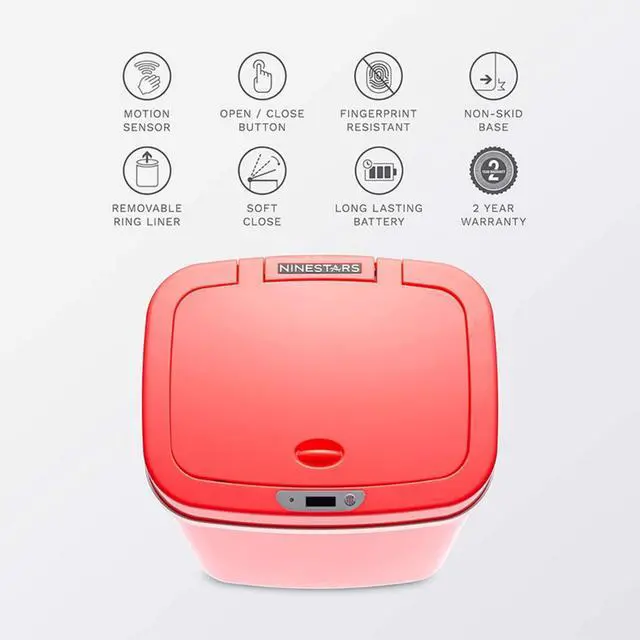 Alt view image 2 of 7 - Wenger Smart Sensor Trash Can 12L Plastic, Fast Hands-Free Lid Opening, Adjustable Sensor Range, Knee and Hand Activation, Ideal for Modern Kitchen Organization rose