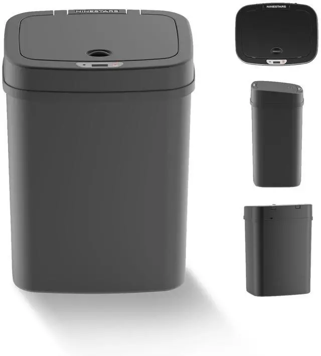 Main image of Wenger Smart Sensor Trash Can 12L Plastic, Fast Hands-Free Lid Opening, Adjustable Sensor Range, Knee and Hand Activation, Ideal for Modern Kitchen Organization black