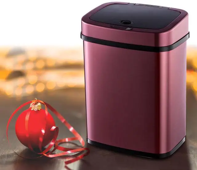 Alt view image 6 of 6 - Wenger Kitchen Storage Bin 12L Stainless Steel Intelligent Sensor Trash Can with One-Touch Control and Adjustable Sensor Range for Home Organization wine red
