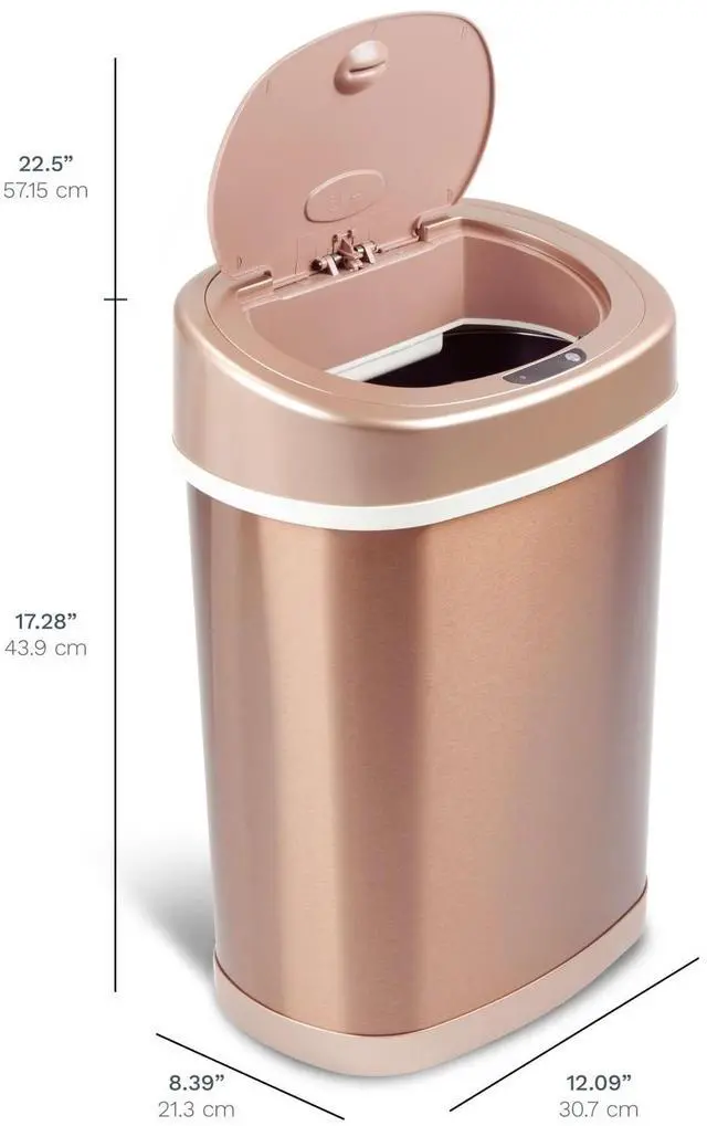 Alt view image 2 of 7 - Wenger Infrared Sensor Kitchen Trash Can 15L Stainless Steel, Fingerprint-Resistant, Low-Noise, Microcomputer Controlled, Fast Automatic Lid for Home Organization Champagne gold