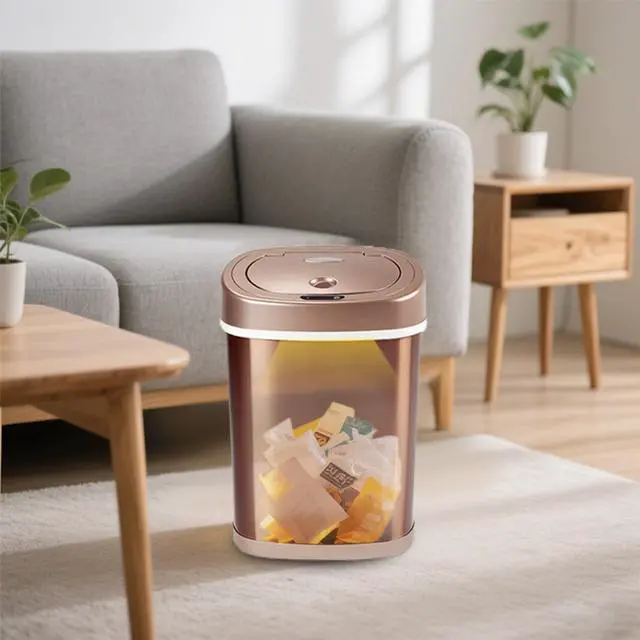 Alt view image 5 of 7 - Wenger Infrared Sensor Kitchen Trash Can 15L Stainless Steel, Fingerprint-Resistant, Low-Noise, Microcomputer Controlled, Fast Automatic Lid for Home Organization Champagne gold