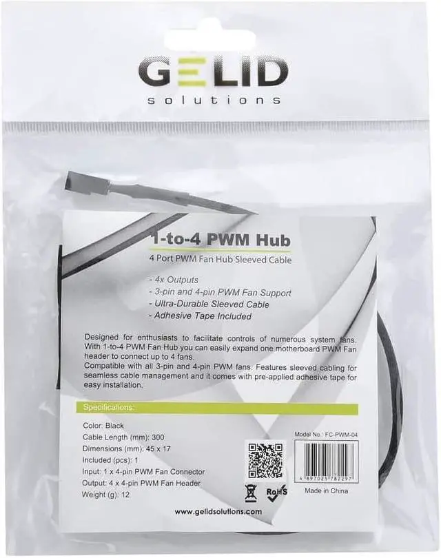 Alt view image 4 of 15 - Gelid Solutions 1-to-4 PWM USB Hub - Connect 1 Motherboard PWM Fan Header to up to 4 Fans - Compatible with All 3 and 4-pin PWM Fans