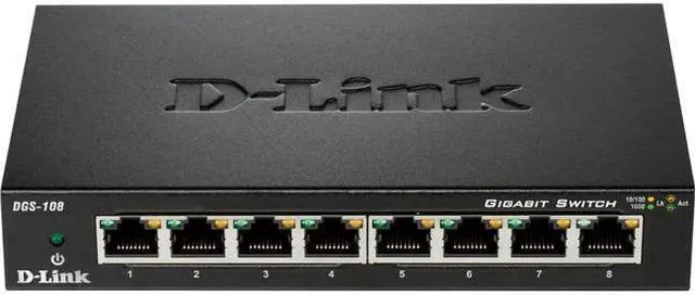 Alt view image 4 of 7 - D-Link DGS-108 Ethernet Switch - 8 Ports - 2 Layer Supported - 4.62 W Power Consumption - Twisted Pair - Desktop - 3 Year Limited Warranty