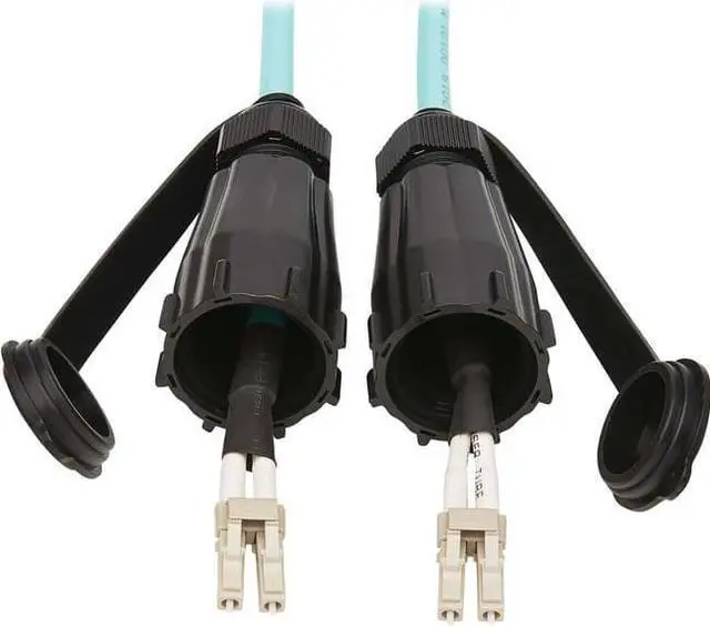 Alt view image 8 of 11 - Tripp Lite N820-10M-IND 10Gb Rigid Industrial Duplex Multimode 50/125 OM3 Fiber Patch Cable (LC/LC) - IP68, Aqua, 10 m (32.8 ft.)
