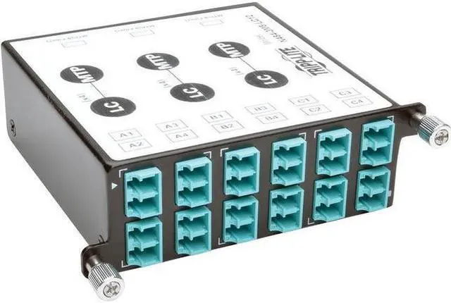 Alt view image 5 of 5 - N484-3M8-LC12 40 GB to 10 GB Breakout Cassette, (x3) 8-Fiber OM4 MTP/MPO to (x12) LC Duplex M-M