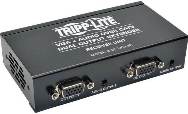 Alt view image 4 of 6 - Tripp Lite B132-200A-SR Dual VGA with Audio over Cat5/Cat6 Extender, Box-Style Receiver, 1440x900 at 60Hz, Up to 300-ft.