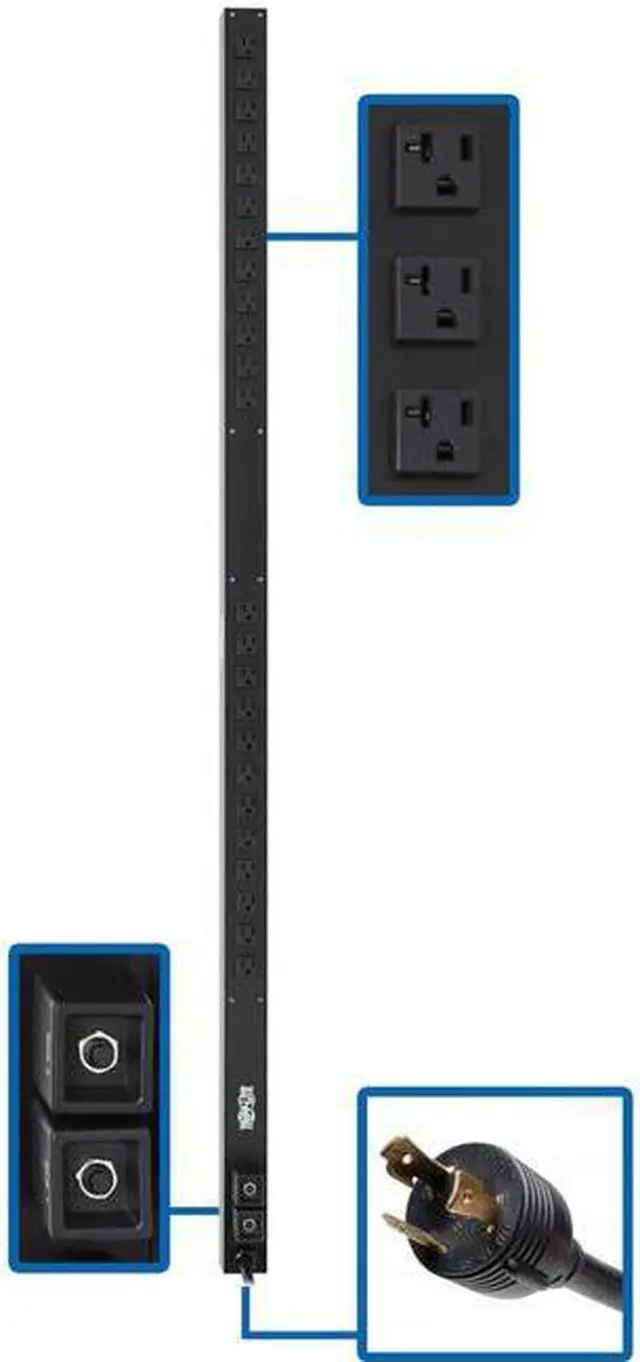 Alt view image 8 of 16 - Tripp Lite PDU Basic 24 5-15/20R L5-30P 2.9kW 120V 10ft Cord 63.75in 0U PDUV30